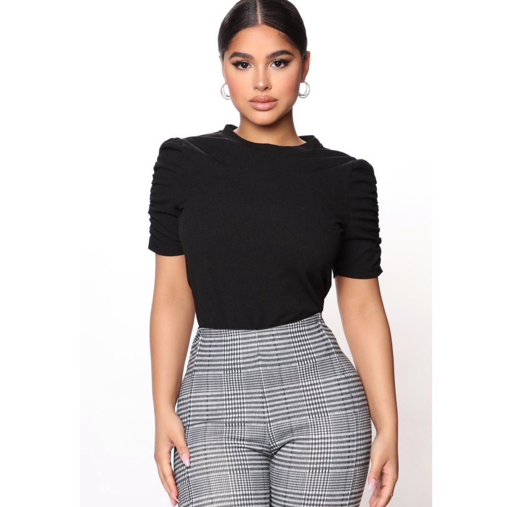Don't Ruche Puff Sleeve Top - Black